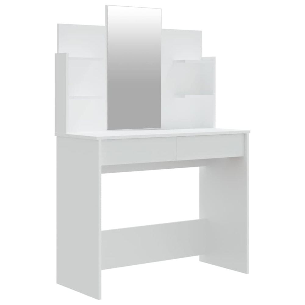 Vidaxl Toaletný stolík so zrkadlom biely 96x40x142 cm